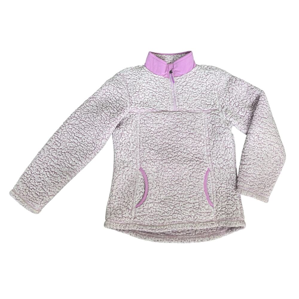 Girls L 10/12 Wonder Nation Light Purple Long Sleeve Sherpa 1/4 Zip Pullover